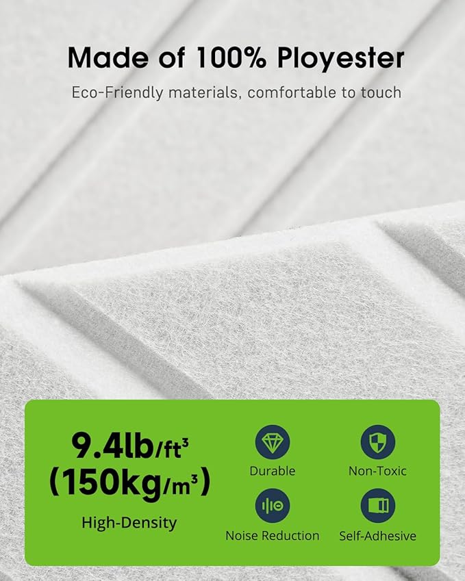 Sound Proof Foam Panels for Walls, 12 Pack Self-Adhesive Acoustic Panels - Image 5