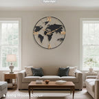 Pytha Sight 30 Inch Large Modern Decorative Metal World Map Wall Clocks Giant - Image 6