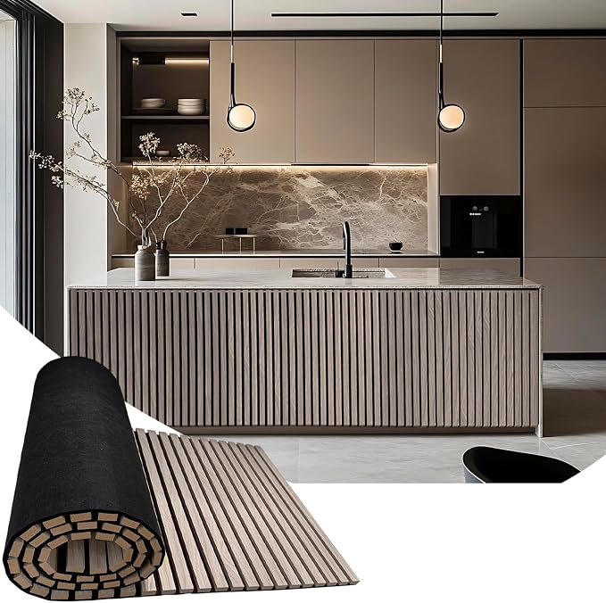 94.5 x 23.6 in Acoustic Wood Wall Panels, 3D Flexible Soundproof Wall Panels by Art1