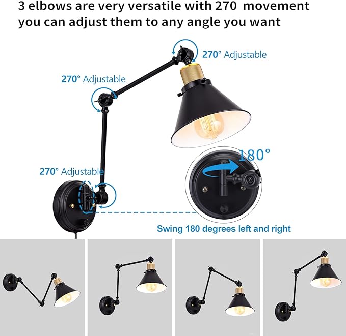 TRLIFE Wall Sconce Plug in, Dimmable Wall Sconce - Image 3