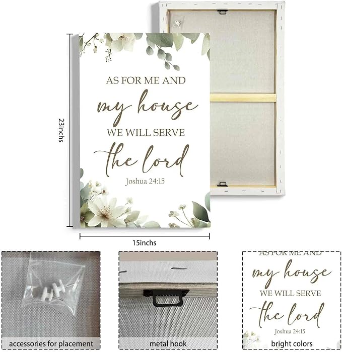 HIWX Christian Wall Decor, as for Me and My House Bible Verses Sage Green - Image 8