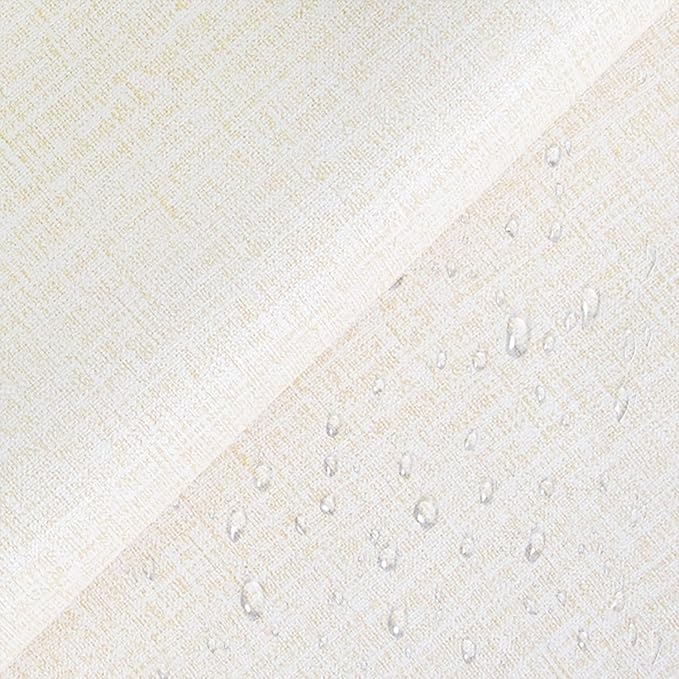 Yancorp 10ft Textured Fabric Cream Wallpaper Faux Grasscloth Beige Peel and - Image 2