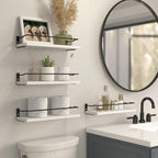 RICHER HOUSE White Bathroom Floating Wall Shelf Set of 4, Small Organizer Over - Image 2