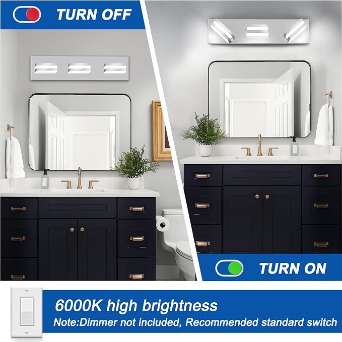 IZORRO LED Modern Bathroom Lights Fixtures, Chrome Acrylic Wall Lighting - Image 5