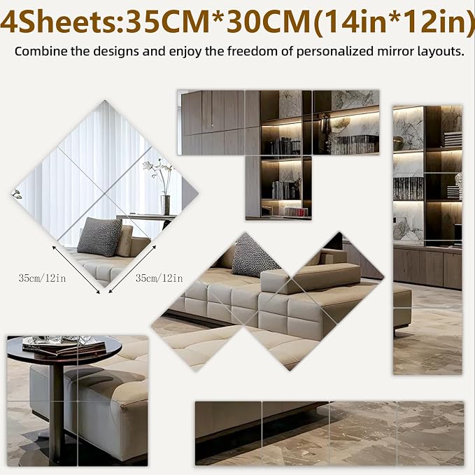 Stick on Small Mirror for Wall Decor, Plastic Non Glass Sticky Kids Safety - Image 4