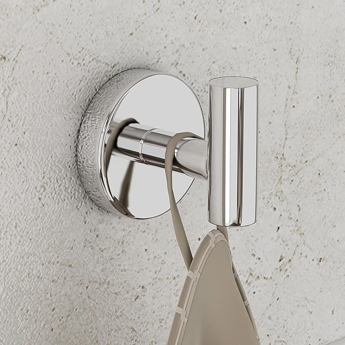 4 Pack Bath Towel Hooks, Wall Mount Towel Holder Chrome Finish Towel Rack - Image 2