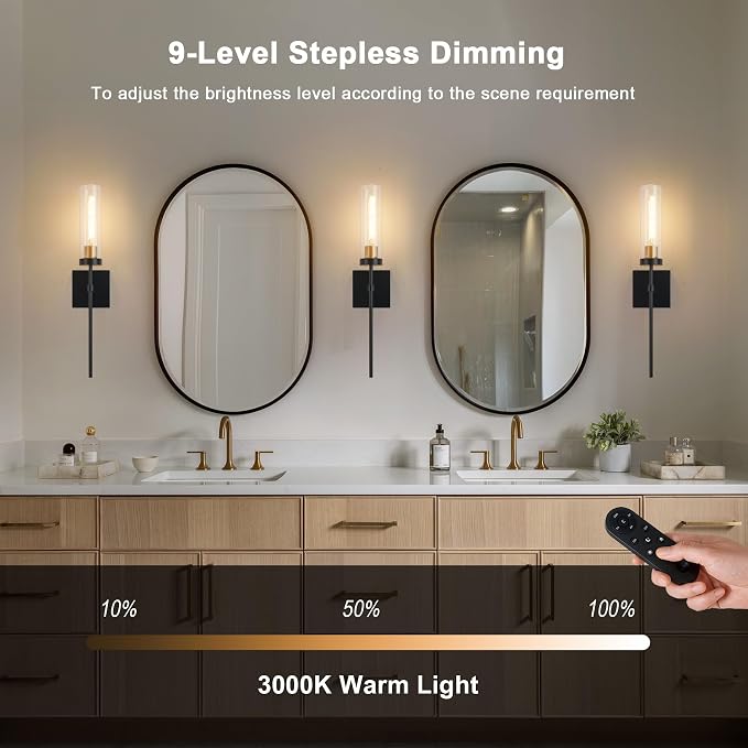SANTOSTOCK Battery Operated Wall Sconce Set of 2, Rechargeable Wall Lights - Image 5