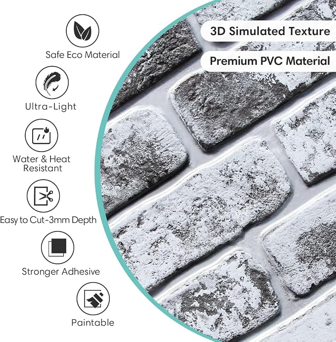 Commomy 3D Peel and Stick Brick Tiles - Image 4