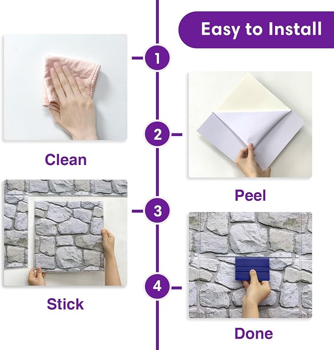 3D Faux Stone Wall Panels Peel and Stick, Stone-Look Textured Wall Sticker - Image 6