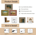 Framed Vintage Western Landscape Wall Art Set of 3, Striped Postcards Southwest - Image 5