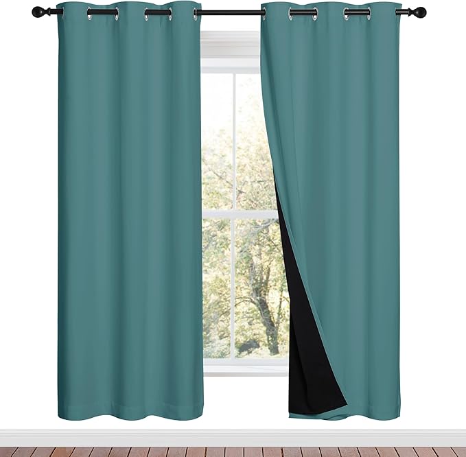 NICETOWN Sea Teal Full Shade Curtain Panels, Sea Teal, Pair of Thermal by NICETOWN