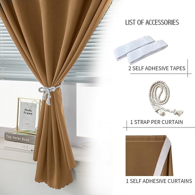 Portable Light Blocking Curtains Self-Stick Design, Removable Adhesive Window - Image 2