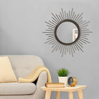 Sunburst Spoked Large Wall Mirror Boho Home Circle Art Mirror Modern Metal - Image 3