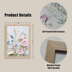 Framed 3D Floral Texture Canvas Wall Art Relief Textured Floral Oil Painting - Image 2