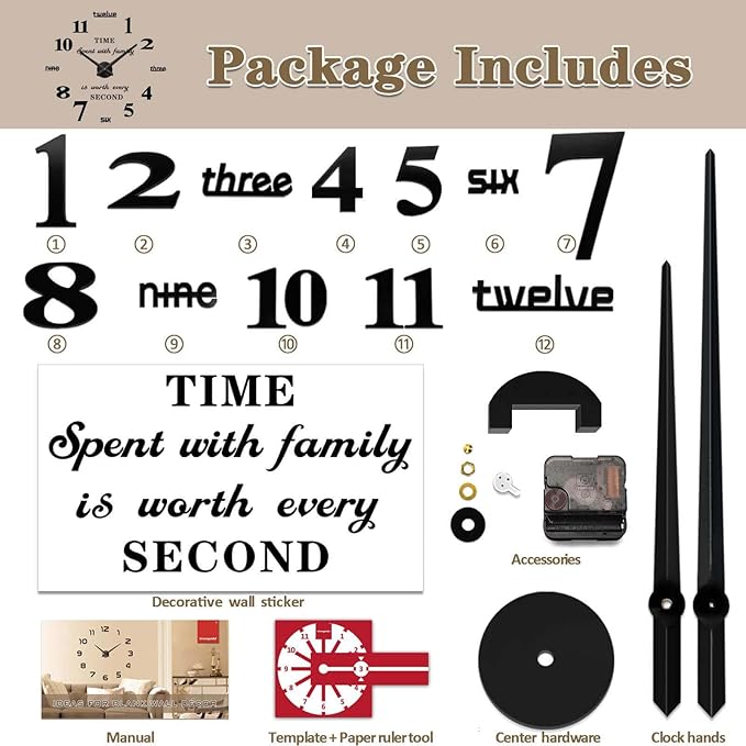 VANGOLD Large DIY Wall Clock Modern 3D Wall Clock - Image 6