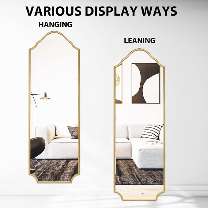WallBeyond Arched Full Length Mirror Wall Mounted, Living Room, Hanging or - Image 8