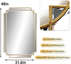 HQiJun Gold Mirror for Wall, Polished Bevelled Rectangle Mirror, Modern - Image 5