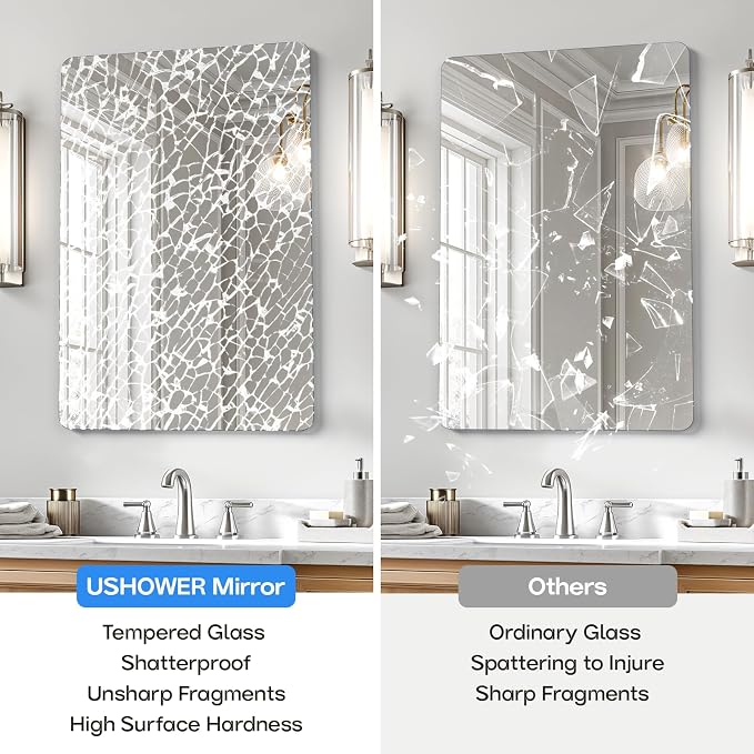 USHOWER Frameless Bathroom Mirror - Image 3