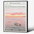Pink Beach Newspaper Posters Vintage Fashion Coastal Girl Surf Wall Art 08x10 by Unknown