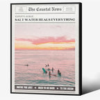 Pink Beach Newspaper Posters Vintage Fashion Coastal Girl Surf Wall Art 08x10 by Unknown