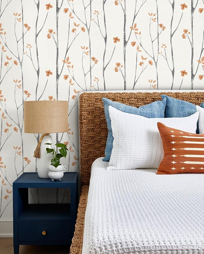 Timeet Floral Wallpaper Peel and Stick Wallpaper Boho 16.14"x393.7" Flower - Image 2