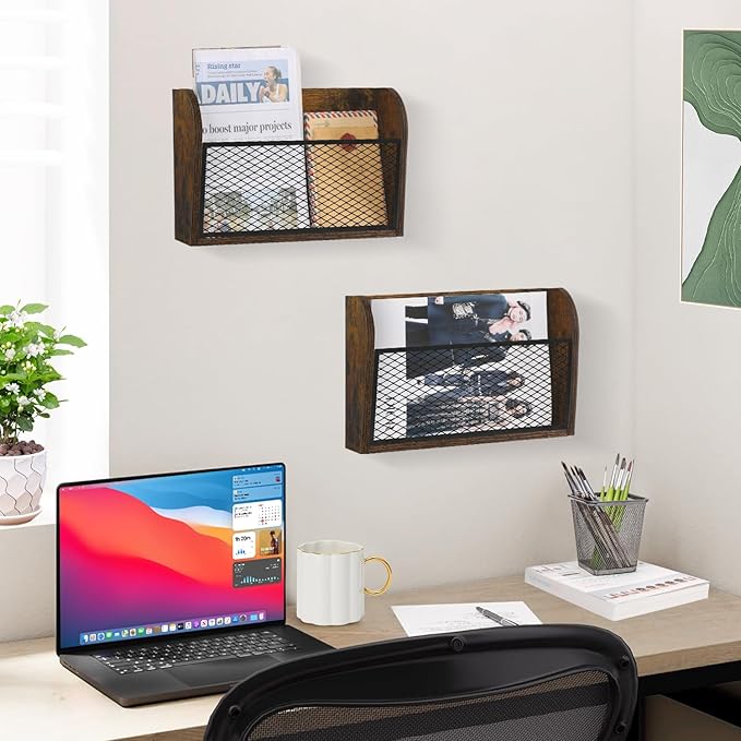 YINMIT 2 Packs Wall File Organizer-Holder, Hanging File Organizer, Wall Mounted - Image 2