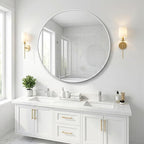 HARRITPURE Round Mirror 24" White Wall Mounted Circle Mirrors Vanity Mirror - Image 6