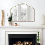 Besdomus Gold Scalloped Mirror for Vanity: 32"x24" Modern Minimalist Wooden - Image 6
