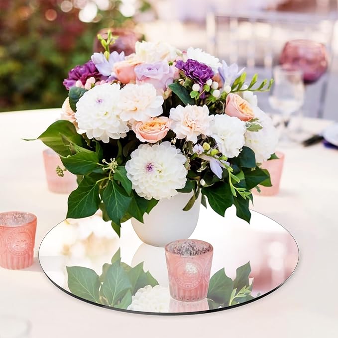 Seelenruhe 10" Round Mirrors for Centerpieces for Tables, Round Mirrors Trays - Image 5