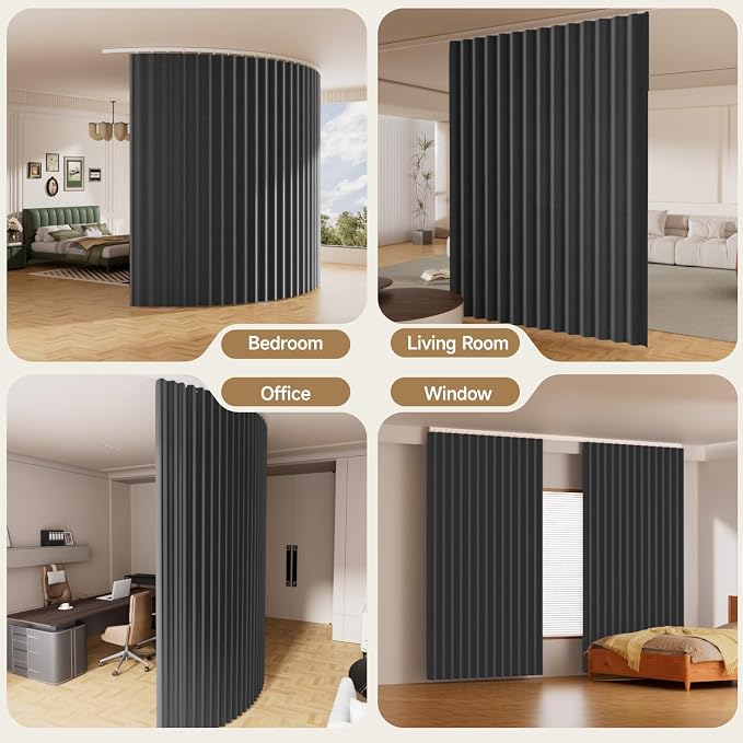 Room Divider Ceiling Curtains W/Flexible Track Sets, inch Extra Long Blackout - Image 7