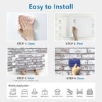 COMSTICKC 3D Gray-White Faux Brick Wall Stickers Peel and Stick Wall Covering - Image 8