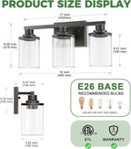 DORESshop 20 Inch Bathroom Light Fixtures, 3-Light Black - Image 5