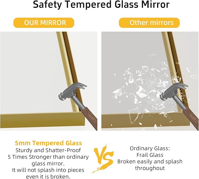 40x30 Inch Gold Bathroom Mirrors - Image 4