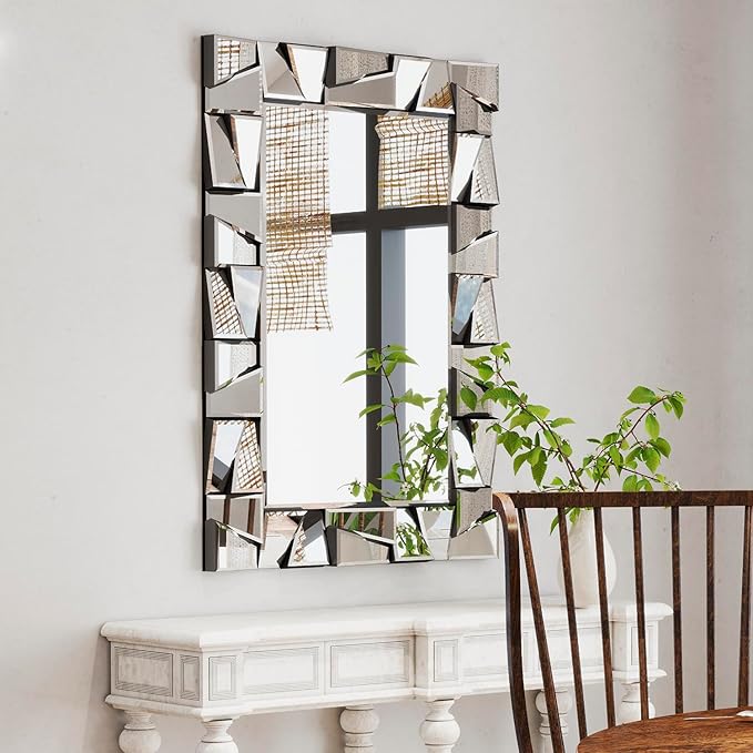 Chende Large Wall Mirrr with 3D Glass Frame, Modern Living Room Mirror by ChendeMirror
