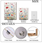 KISSFOX Framed Colorful Wildflower Canvas Wall Art Set Of 3 Flowers Pictures - Image 3