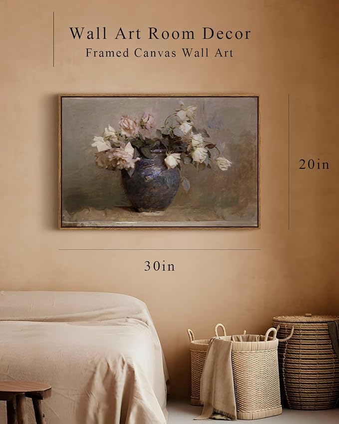 InSimSea Framed Canvas Wall Art Vintage Decor, Flower Large Wall Art, Floral - Image 4