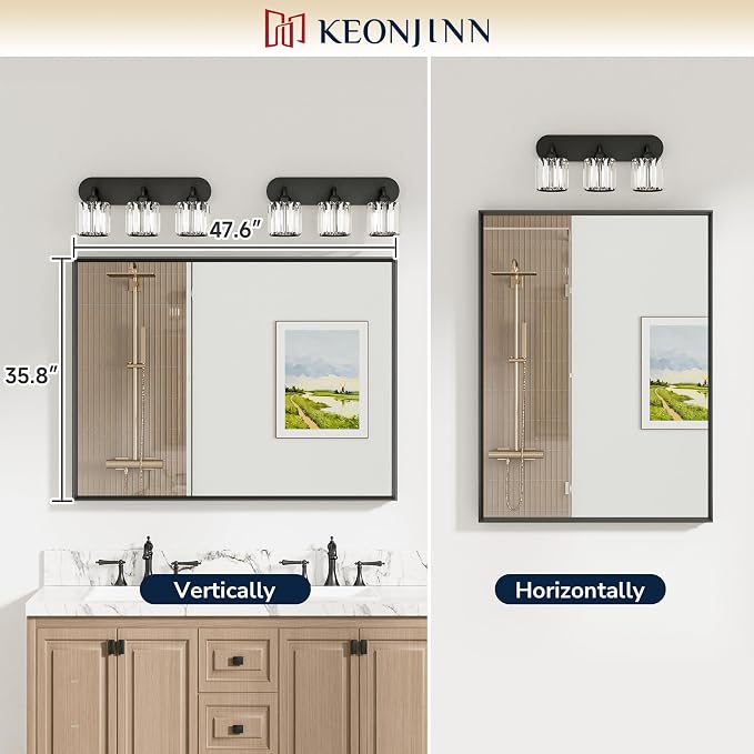 Keonjinn 48 x 36 Inch Brushed Nickel Bathroom Mirrors - Image 5