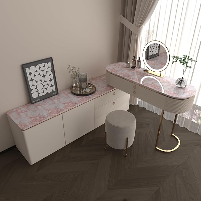 BAYYA Extra Wide Marble Contact Paper Granite Peel and Stick Wallpaper Pink - Image 6