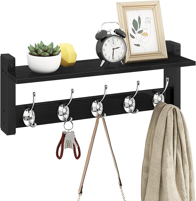 Homode Wall Coat Rack With Shelf, Wood Entryway Hanger With Hooks, Small by Homode