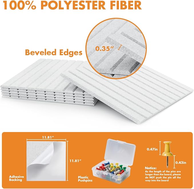 Cork Board Tiles for Wall with Push Pins, Removable 36" x 24" Slat Bulletin - Image 4