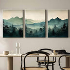 Mountain Wall Art Decor Set of 3 Sage Green Forest Canvas Wall Art Prints - Image 3