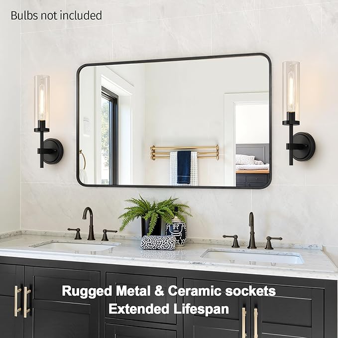 MOKATNG Wall Sconces Set of Two, Matte Black Bathroom Sconces - Image 5