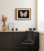 InSimSea Gold Bamboo Framed Canvas Wall Art, Retro White Butterfly Animal - Image 2