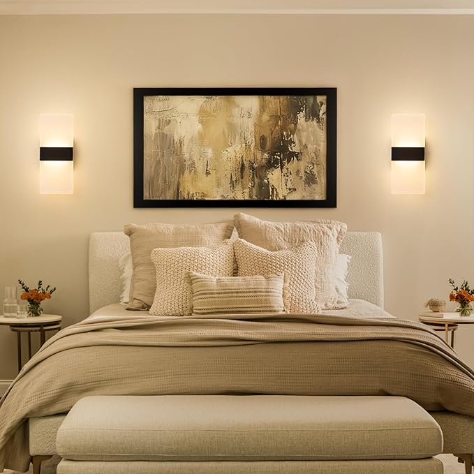 Modern LED Wall Sconces Set of Two, 12 Inch Indoor Dimmable Black Wall Lights - Image 2