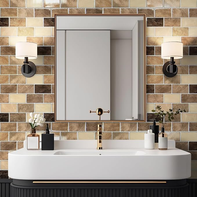 Art3d Peel and Stick Backsplash Tiles – 12"x12" Yellow Jasper Thicker Design - Image 3
