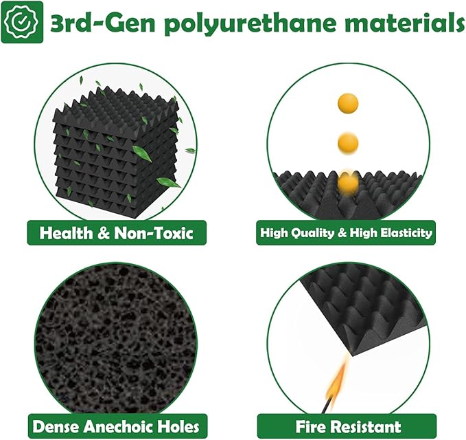 6 Pack 1.5"X12"X12" Acoustic Foam, Sound Proof Egg Crate Foam, Upgraded - Image 4