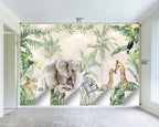 Tropical Animal Plants wallpeper Nursery Kids Bedroom Elephant wall Mural - Image 4