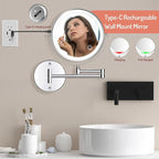 Rocollos Rechargeable Wall Mounted Lighted Makeup Mirror, 8 Inch Double-Sided - Image 2
