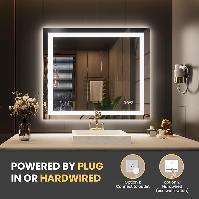 LOAAO 30"x38" LED Bathroom Mirror - Image 6