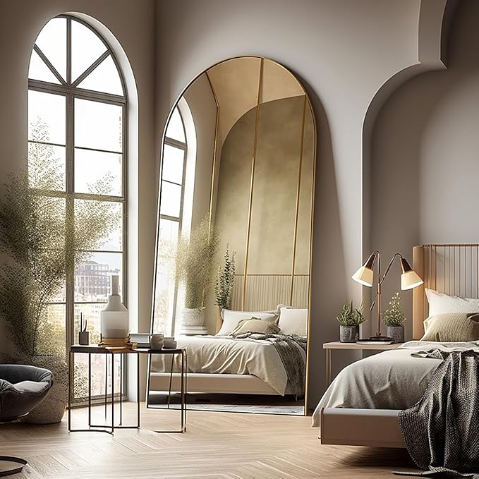 Floor Mirror, Oversized Full Length Arched Mirror, Large Standing or Wall by AyeWish